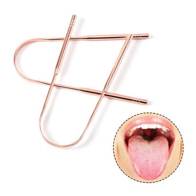 China Wholesale Rose Gold Tongue Scraper Stainless Steel Tongue Cleaner Cleaning Dental Oral Hygiene for sale