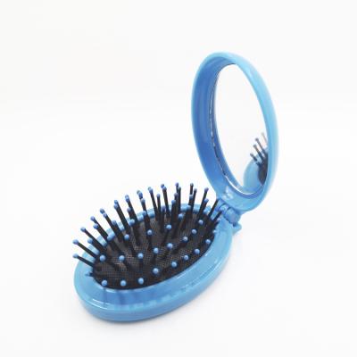 China Foldable Foldable Oval Compact Hairbrush Comb Mirror Portable Plastic Plastic Scalp Massager for sale