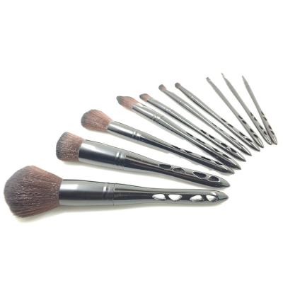 China Angular Blush Cheap Promotion 10pcs High Quality Black Barrel Makeup Brush Set for sale