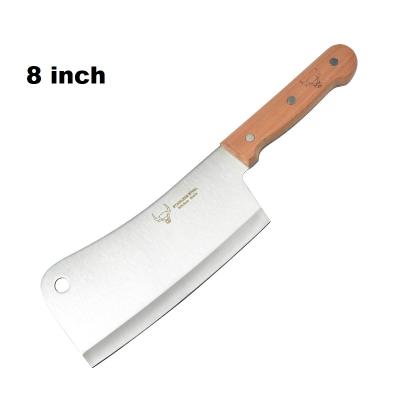 China Durable 8 Inch Heavy Duty Kitchen Chinese Meat Cleaver Butcher With Wooden Handle for sale