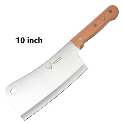 China Hot Selling Viable 10 Inch Vegetable Heavy Duty Kitchen Knife Meat Cleaver Cleaver With Wood Handle for sale