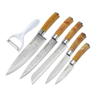 China Sustainable Hot Sales 6-Piece Cooking Stainless Steel Kitchen Knife Set With Peeler In Gift Box for sale