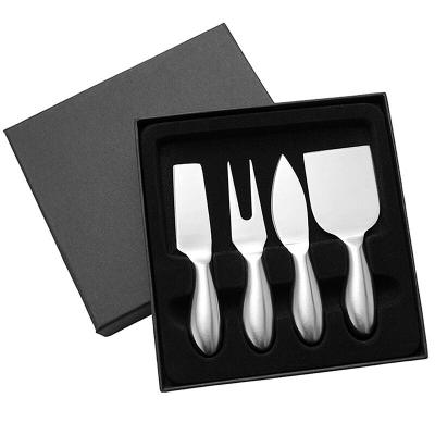 China Amazon Stainless Steel Hot Selling Complete Set Of 4PCS Cheese Knives Set With Mini Cheese Shaver Butter Knife And Fork for sale