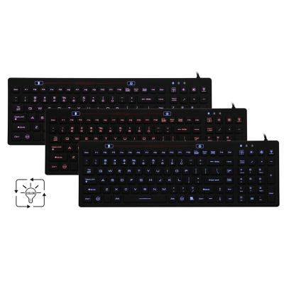 China RHM-IKB106CBL Plug & Play 3 Color Interchangeable Backlit Keyboard Industrial Keyboard Made of Silicone Waterproof IP68 Grade for sale