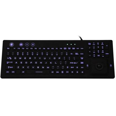 China RHM-IKB800BL plug and play heavy duty backlit keyboard with waterproof and washable trackball made of silicone keyboard for sale