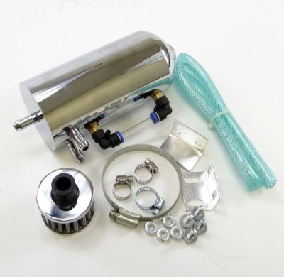 China Oil Catch Can Tank KIT 9mm Breather Air Filter Polished Chrome High Quality OEM Standard Size for sale