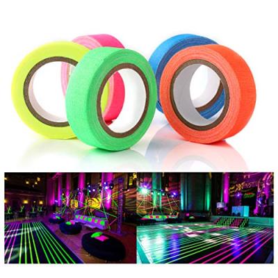 China Waterproof Customize Tape Set Former UV Fluorescent Fabric Packing Size Cotton Luminous Glowing Neon Adhesive Tape for sale