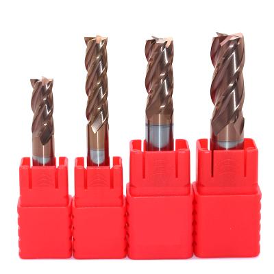 China Lathe Process TUZHI HRC55 Polished 4 Flute Tungsten Carbide Metal Flat End Mill For Milling Cutter for sale