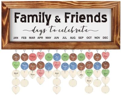 China Family&Friends Eco-Friendly Decorative DIY Birthday Calendar DIY Hanging Frame Birthday Tracker Board Solid Wood Days To Celebrate Birthday for sale