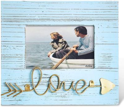 China Eco-Friendly Blue Love Picture Frame 4x6 Picture Frames Rustic Beach Farmhouse Wooden Wall Decor Gift for sale