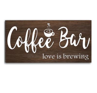 China USA Cafe Sign Farmhouse Cafe Wall Decor Rustic Wooden Plaque for sale