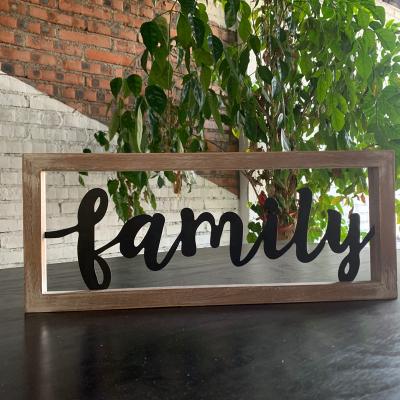 China Europe Rustic Wooden Sign Wooden Frame And Iron Letters Wall Decor Signs For Home Decoration for sale