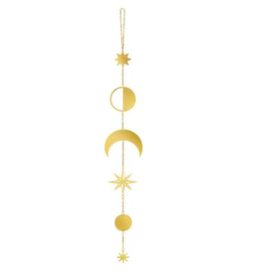 China Eco-Friendly Home Wall Hanging Garlands Phase Moon Cycle Ornament Metal Vertical Bohemian for sale