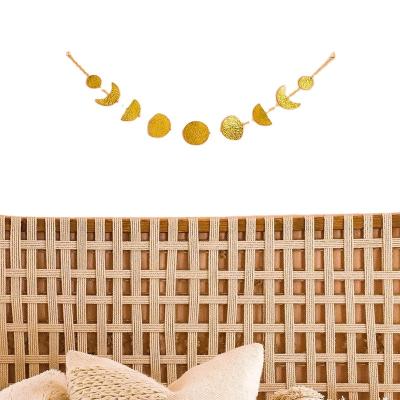 China Eco-friendly Metal Living Room Wall Hanging Decoration Metal Moon Phase Garland With Chains for sale