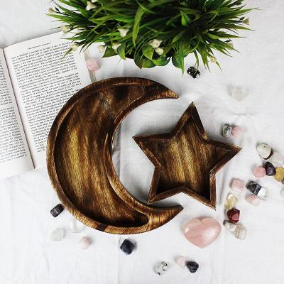 China Eco - Friendly Wooden Moon and Star Tray Custom Wooden Tray for Stones for sale