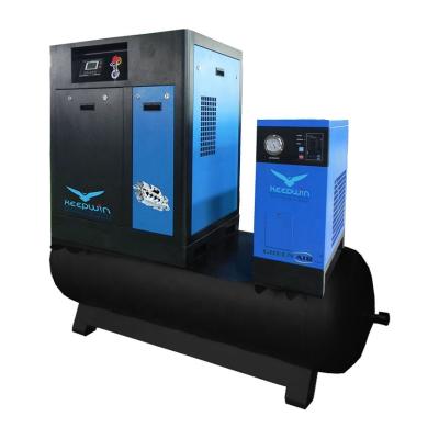 China 1.6m3/min 8 Bar 15HP Lubricated Belt Compressor Combined 300L Air Tank 2.4m3/min Air Cooling Refrigerator Dryer 11KW AIR COMPRESSOR for sale