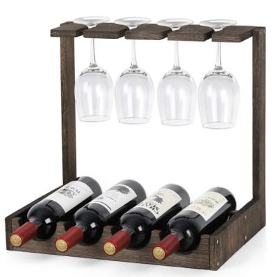 China Wholesale Durable Wooden Wine Racks Hanging Rack Glass Goblets Display Holds Long Stem Glasses for sale