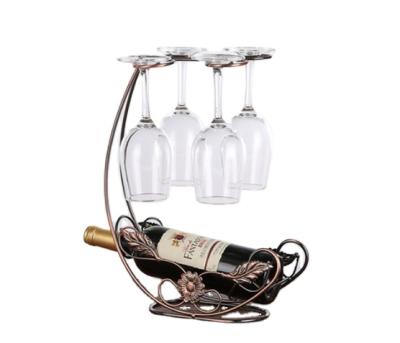 China Viable Metal Wine Glass Rack Stand Wine Display Rack Decoration Wine Table Cabinet for sale