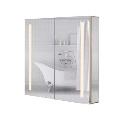 China 2-Faced Interior Design LED Lights Cabinet Fitted 76*71*14CM 28W LED Strip Lights Dressing Table Mirror With Lights for sale