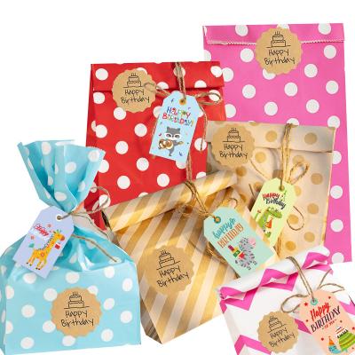 China Paper New Arrive Happy Birthday Gift Bag Vintage Kraft Paper Bag Kids Toys Baby Shower Candy Paper Bags Party Decorations Supplies for sale