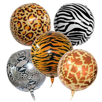 China Gift Toy 22inch Animal Model Balloons 4D Round Shape Tiger Snake Zebra Leopard Giraffe Foil Balloon Jungle Theme Party Balloons for sale