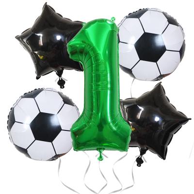 China Gift Toy 5pcs/set Number Balloons Football Theme Set Party Decorations Supplies World Cup Soccer Match Number Balloons Globos Set for sale