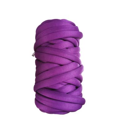 China Quick Easy Elastic Finger Weave Hand Knitting Yarn Free 1000g Giant Velvet Tube Chunky Braid Yarn 3cm Needles for sale