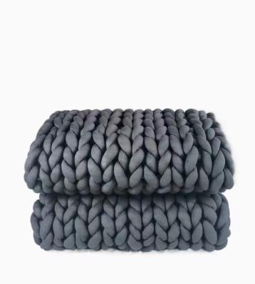 China Wholesale Custom Cable Weighted Blanket Chunky Knitted Blanket Sofa Blanket Throw Kids Adult Hand Crochet Anti Bacteria 200*200cm for sale