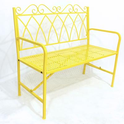 China Factory Price Modern Garden Bench With Double Seats Yellow Outdoor Bench for sale