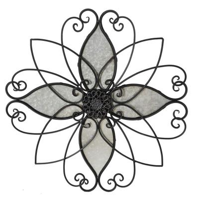 China Free Sample Minimalist Wholesale Wire Dish Combined Wall Mounted Hanging Laser Cut Antique Art Flower Living Room Metal Wall Decoration for sale