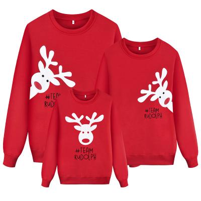 China Breathable Matching Red Christmas Sweatshirt Set Mum And Me Mother And Daughter Matching Outfits for sale