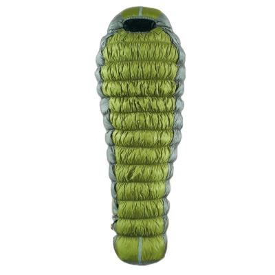 China Easy Carry Sleeping Bag Outdoor Filling Goose MP Down Caterpill 1200g Compression Sack Camping Ultralight Mummy 1 Shape Nylon Sleeping Bag for sale