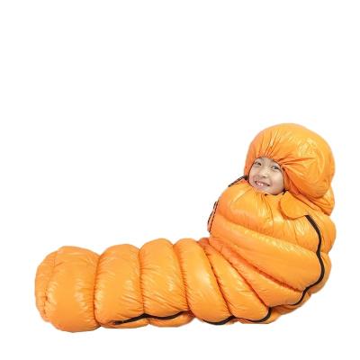 China Mummy MP Kids Caterpill Ultralight Goose Down Sleeping Bag For Children 800g Filling Outdoor Camping Equipment for sale