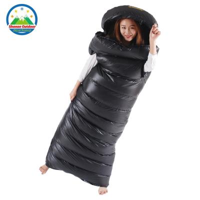 China Breathable MP Outdoor Camping Goose Down Sleeping Bag 1200g Filling Hands Can Winter Cold Weather Sleep for sale