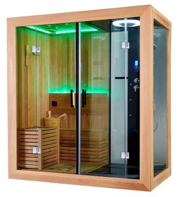 China Modern Steam Bath Shower Saturated Steam Dry Sauna For 3 Person Heater Room Cedar Wooden Sauna for sale