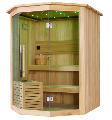 China Single Dry Steam Heater Sauna Hotel Infrared Room Cedar Wood Sauna Rooms Indoor Luxury Computer Control Panel for sale