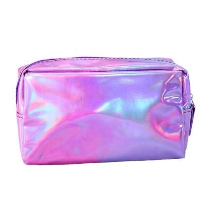 China Custom Recyclable Wholesale Portable Cell Phone Cosmetic Bag Wallet Bag Travel Purse Zipper Zipper Makeup Holographic Bag for sale