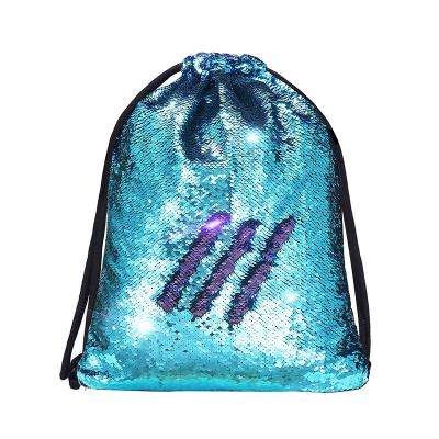 China Mermaid Sequin Drawstring Bags Waterproof Sequin Reversible Dance Bags Gym Backpacks for Girls Kids Girls for sale