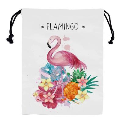 China 100% Eco-Friendly Flamingos Drawstring Storage Bag Girls Handle Bags Lightweight Dance Drawstring Shoe Bag Laundry Pouches For Gym Yoga for sale