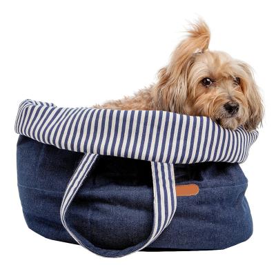 China Insulated Purse Pet Carrier Tote Bag Portable Travel Bag With Leash Hook For Small Dogs Cats For Shopping Rise Bed Denim Dog Tote Bag for sale