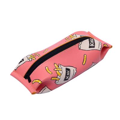 China Durable Wholesale Korean Version Of Simple Girls PU Leather Pencil Case Candy Color Student Hot-selling Stationery Box for sale