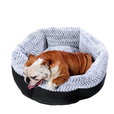 China 2022 New Design Plush Extra Warm Soft Deep Sleep Stocked Cat Dog Pet Bed House for sale