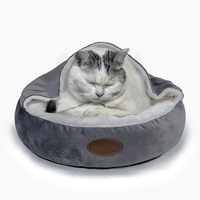 China Removable Blanket Luxury Around Super Soft Warm Pet Bed Shape Shell Style Cat Dog Pet Bed Pet Cave for sale