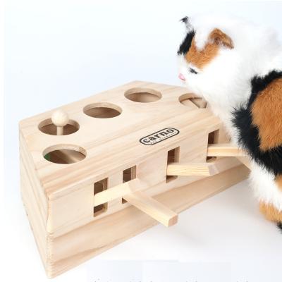 China Hot Sale Stocked In Stock Beat A Mole Cat Play Toy Wooden Interactive Cat Game Toy for sale