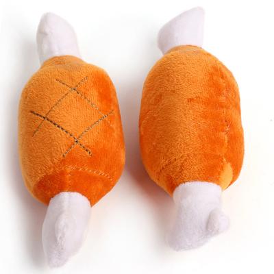 China Hot Selling Stocked In Dog Chew Toy With Noise Chicken Leg Bone Shape Running Dog Teeth Clean Chewing Grinding Toy for sale