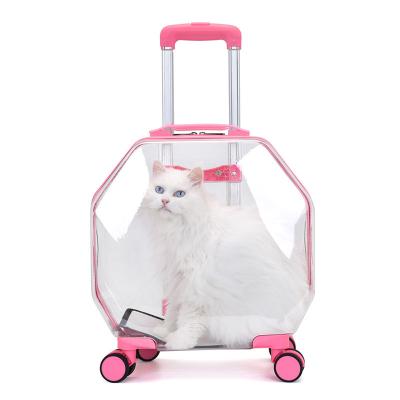 China 2022 New Design Fancy New Design Luxury Transparent Stocked Outdoor Cat Puppy Dog Pet Carry Bag Stroller Carrier for sale