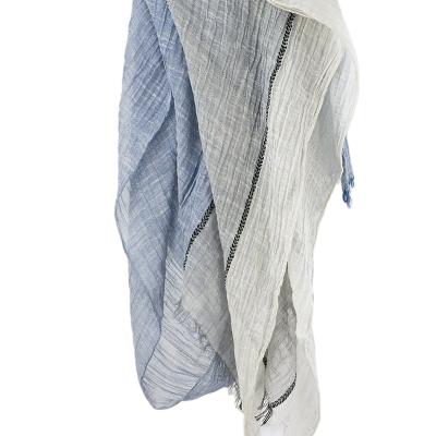 China Cotton Texture Fashion Multi Lines Crossed Wide Lady Cotton Scarf Wholesale for sale