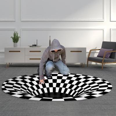 China Washable Visual Soft Home Bedroom Living Room Decor 3D Area Rugs Black White Rugs And Rugs Blankets for sale