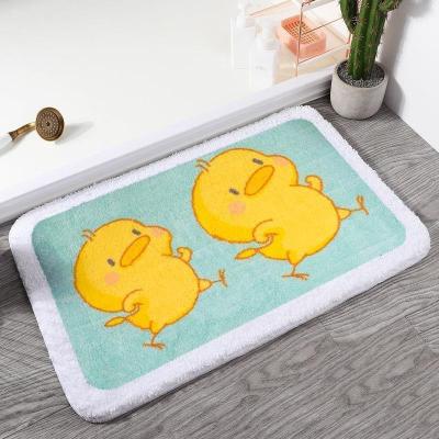 China Non Slip Mini Duck Pattern Flock Rug Faux Wool Bath Room Water Absorbent Bath Mat Anti Slip Shaggy Bath Mat for sale