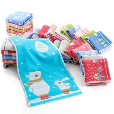 China Factory 100% Animal Printed Cartoon Towel Kids Baby Face Wash Towels Soft Custom Towels Child Safe Cotton Towels for sale